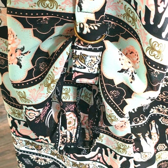 Wishful parks Long Sleeve Black Pink Elephant Floral print Tunic top. Sz M - Picture 5 of 7
